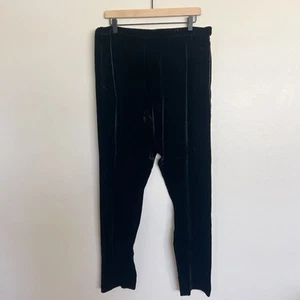 L’Agence Velvet Pull On Elastic Waist Silk Blend Pants size 8 Large Black Silver - Picture 1 of 8