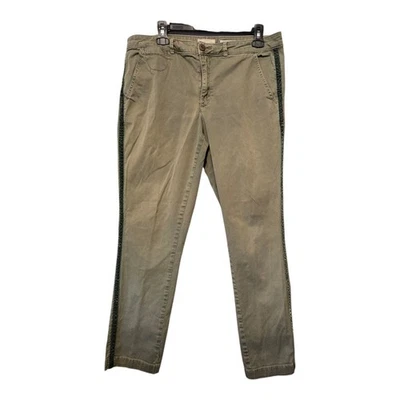 Pantalones Chino by Anthropologie Esmoquin Rayas Mujer 31"x29.5" Relajado Verde Informal Foto 1 de 4