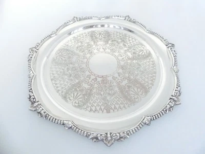 ♛ Schönes rundes Tablett "Viners" Sheffield - 31 cm Durchmesser- versilbert ♛ - Bild 1 von 4