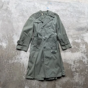 VTG 1960’s Military Double Breasted Green Trench Coat 36 S/M rain Jacket  - Picture 1 of 13