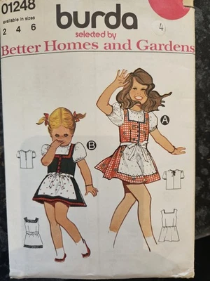 UNCUT Vintage 1970s Sewing Pattern,Girls German Bavarian Dirndl Dress, Age 4 - Image 1 of 2