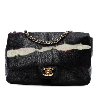 Authenticated Chanel Paris Dallas Medium Pony Hair Flap Black - Image 1 of 4