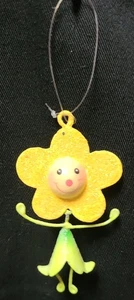 Pier 1 Imports Glitter Yellow Dancing Flower Ornament Easter Spring - Picture 1 of 2