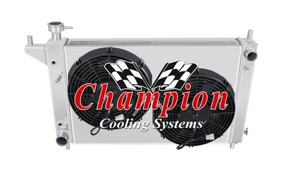 RR Champion 4 Row Radiator W/ 2 12" Fans and Shroud for 1994 - 1996 Ford Mustang - Изображение 1 из 4