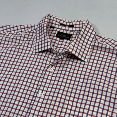 Рубашка на пуговицах Rodd & Gunn с окном в клетку спортивная посадка розовая сине-белая мужская 2XL - Изображение 1 из 4