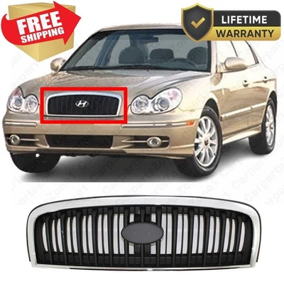 For 2002-2005 New Chrome & Black Front Grille Fits Hyundai Sonata Plastic Foto 1 de 4