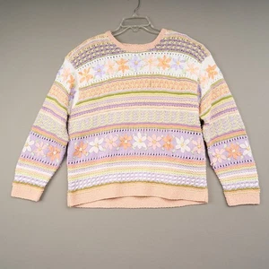 Vintage Susan Bristol Floral Sweater M Cottagecore Hand Embroidered Ribbon 90's - Picture 1 of 10