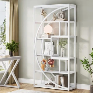 Bookshelf, Modern 5-Tier Etagere Bookcase, 70.8 inch Tall Bookshelf with 8 Op... - Picture 1 of 7