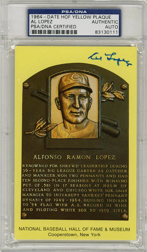 Al Lopez SIGNED Baseball Hall of Fame Plaque White Sox PSA/DNA AUTOGRAPHED - Image 1 of 1