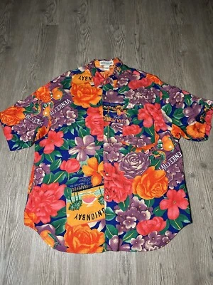 Camisa Hawaiana Unionbay De Colección Para Hombre Talla L Años 90 Colorida Floral California Foto 1 de 2