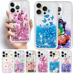 Personalisierte Glitzer-Hülle Schmetterling für iPhone 15 Pro Max 14 13 12 - Bild 1 von 64
