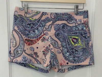 Pantalones cortos chinos para mujer EXPRESS rosa/azul estampado cachemir entrepierna de 4"" talla 6 Foto 1 de 4