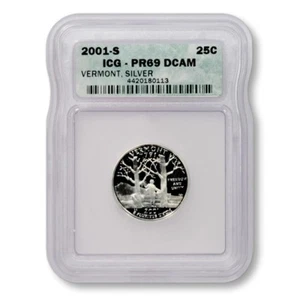 USA Vermont State Quarter 2001 S Silver Proof ICG PR 69 DCAM - Picture 1 of 2