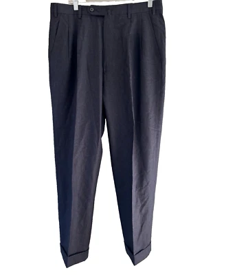 Pantalón Pantalón de Lana Incotex Para Hombres Super 120s Gris Oscuro Plisado Frontal XS Foto 1 de 4