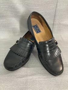 Bostonian Florentine Kiltie Black Leather Slip On Loafer Mens 9 1/2M - Picture 1 of 12