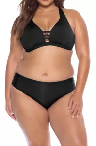 BECCA ETC Black Color Code 2-Piece Hipster Plus Size Bikini Set 2 X - Picture 1 of 2