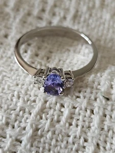 Anillo de Oro Blanco 18K con brillantes (talla brillante) con Tanzanita - Imagen 1 de 6