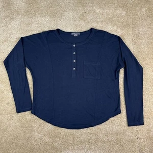 Vince Womens Shirt small Henley Long Sleeve pima cotton peru blue - Picture 1 of 10