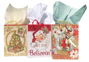 Punch Studio 62307-62444-62424 Set 3 Small Gift Bags 3D Glitter & Gem Embellishe - Picture 1 of 8
