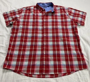 Arrow Shirt Mens XXL Red Plaid Short Sleeve Button Down Shirt Cotton Blend EUC - Picture 1 of 10