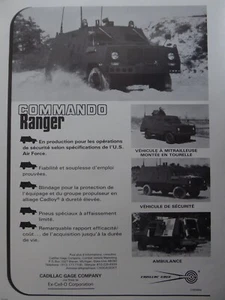 6/1983 PUB CADILLAC GAGE COMMANDO RANGER AMBULANCE ARMOURED VEHICLE FRENCH AD - Foto 1 di 1
