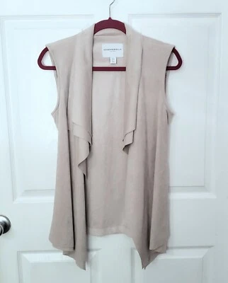 Chaleco Top Katherine Barclay M Mediano Mujer Beige Imitación Gamuza Escote Cascada Foto 1 de 4