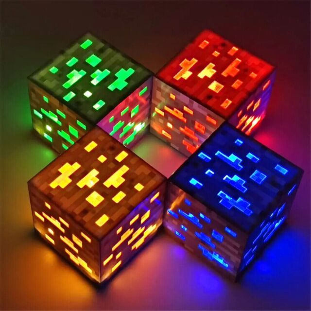 Minecraft LED Light Lamp Night 2 Modes Game Room Decor Box Logo Battery  MicroUSB