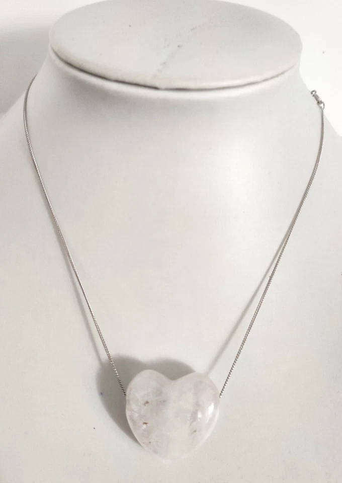 COLLANA COLLIER DONNA ARGENTO 925 PIETRA AGATA ROSA CUORE CHARM PENDENTE CIONDOL - Immagine 1 di 1