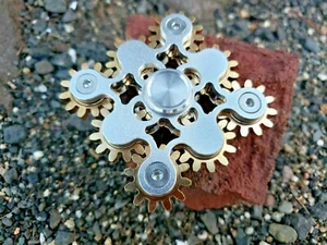 Quality 9 Gear Fidget Spinner All Metal Silver Gold ADHD Boys Girls Adults Kids - Picture 1 of 12