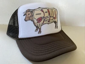 Vintage Beef Cuts Mütze Butcher Meat Truckermütze verstellbar Snapback braun Cap - Bild 1 von 2