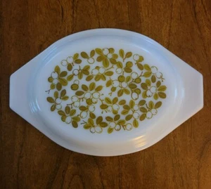 Vintage Pyrex grün oliv NUR DECKEL für geteilte Kasserolle 1-1/2 Quart KEINE SCHALE Blatt - Bild 1 von 8