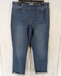 Pantalones de mezclilla Croft Barrow talla 12 lavado medio cintura elástica puño tobillos - Imagen 1 de 9