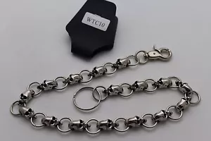 Portafoglio uomo argento catene metallo moda jeans biker scheletro teschio maglie forti - Foto 1 di 12