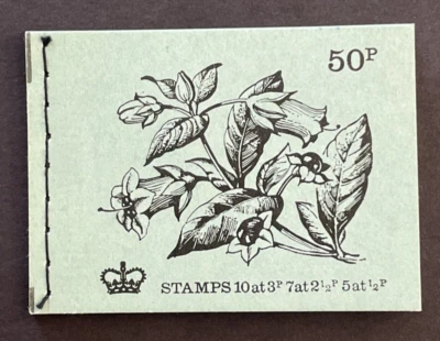 Great Britain Stiched Booklet MNH 50p Deadly Nightshade Flowers November 1972 - Image 1 of 3