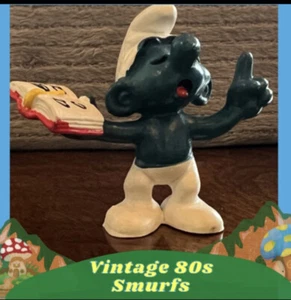 Vintage 80s Smurf Germany Schleich Peyo PVC College Teacher Speaker book - Picture 1 of 11