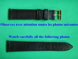 19 mm BRACELET LÉZARD JAVA VÉRITABLE NOIR QUALITÉ FRANCAISE SELLIER FAIT MAIN - Picture 1 of 13