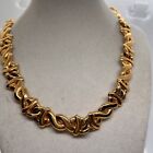 VINTAGE ANNE KLEIN GOLD TONE FANCY CHAIN LINK COLLAR TOGGLE CLASP NECKLACE