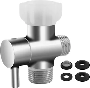 3 Way Bidet T Adapter, Leakproof Metal T Valve with Shut off Valve, for Handheld - Picture 1 of 12