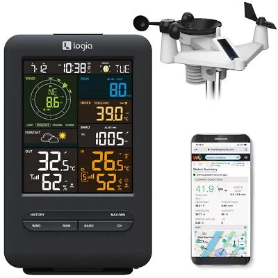 Logia 5-in-1 Solar Weather Station W/Temp, Humidity, Wind Speed, Rain & More - Image 1 of 4