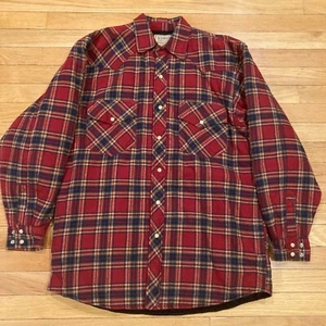 Schmidt Workwear Flannel Jacket Adult Medium Red Plaid Pearl Snap Quilted - Picture 1 of 12