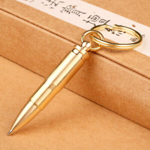 Mini Brass Ball Point Pen Keychain Pendant EDC Portable Writing Pen Multi-Tools