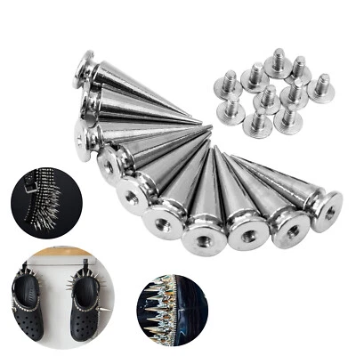CRAFT SHOP 10mmx29mm Spike Kegel Punk Nieten Schraube Silber DIY für Leder Kunst Handwerk