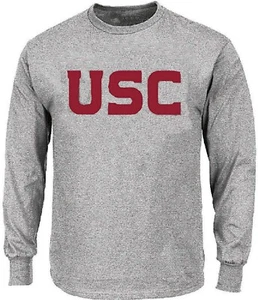 T-shirt a maniche lunghe USC Trojans da uomo grigia wordmark di 289c abbigliamento - Foto 1 di 5