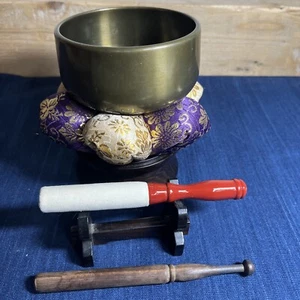 Buddhist Rin Bell Japanese Temple Orin Singing Bowl Kyoto Deluxe Grade 京仏 菊 - Picture 1 of 18