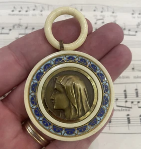 Rare Antique French Enameled Crib Cradle Protector Virgin Mary Celluloid c1920 - Picture 1 of 3