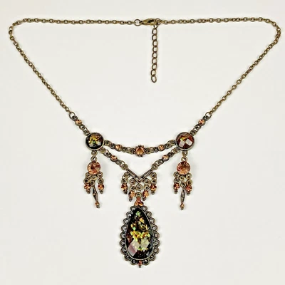 Collar araña babero diamantes de imitación ámbar facetado ajustable 16-18 pulgadas Foto 1 de 4