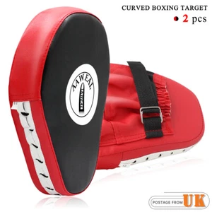 Boxing Focus Pads Hook Jab Mitts target Kick Curved MMA Martial Arts Training - Picture 1 of 6