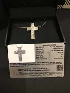 14k White Gold 1 Carat T.W. IGL Certified Diamond Cross Pendant - Picture 1 of 6