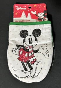 Disney Christmas Mickey Mouse Kitchen 2-Pk OVERSIZED MINI MITTS Red NWT - Picture 1 of 5
