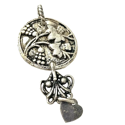 Pingente de prata esterlina círculo floral redondo gota declaração - Imagem 1 de 4